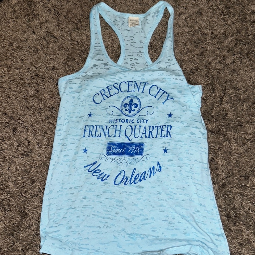 Blue sheer tank top